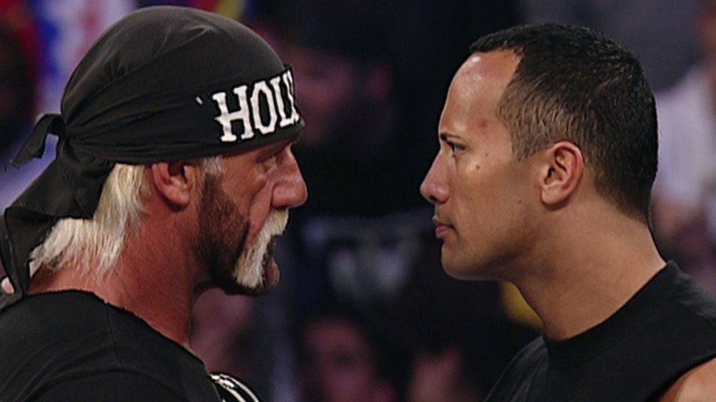 Resultado de imagem para the rock hulk hogan raw 18 february