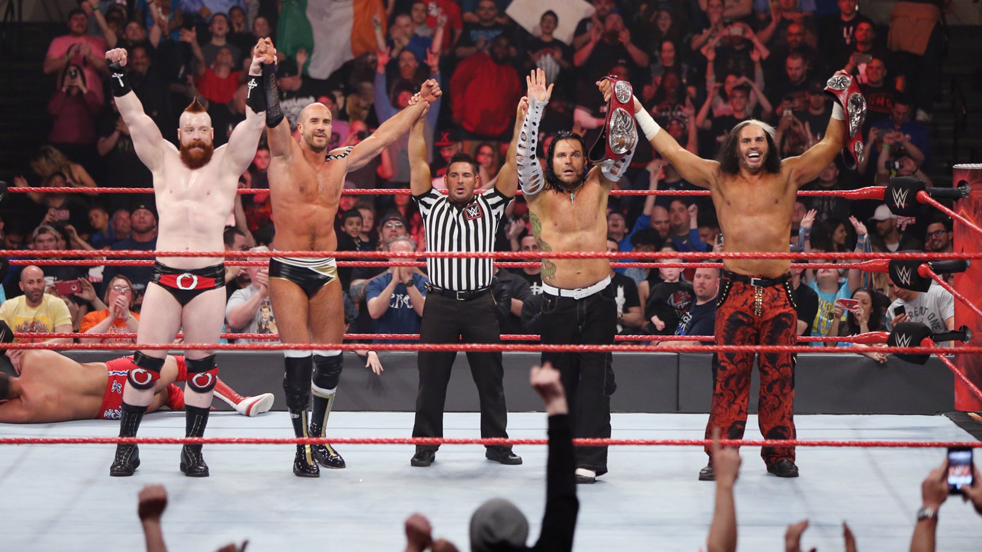 Raw Tag Team Champions The Hardy Boyz Cesaro Sheamus Def Luke