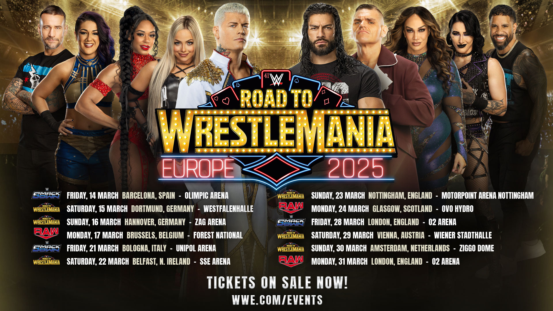 Tickets for WWE Road to WrestleMania Tour of Europe on sale now WWE