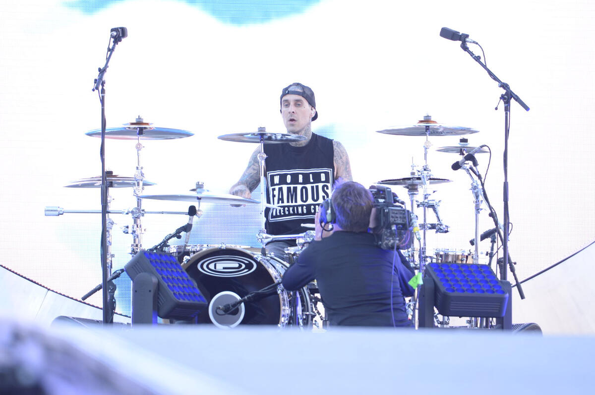 Skylar Grey Kid Ink and Travis Barker perform at WrestleMania