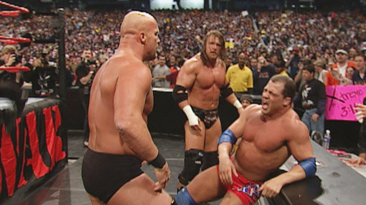 The Rock Kurt Angle Vs Stone Cold Steve Austin Triple H Raw