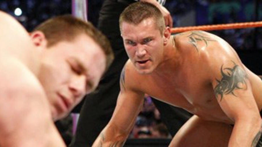 Triple Threat Match: Randy Orton def. John Cena and Triple H