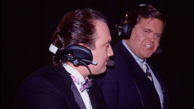 Paul Heyman and Jim Ross in the WCW announce booth