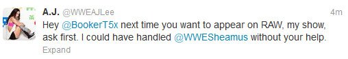 AJ tweets to Booker T