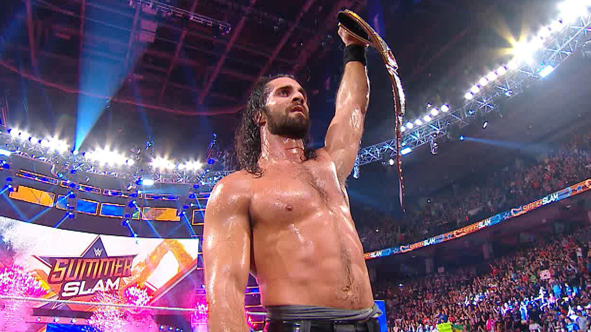 Seth Rollins Celebrates After Summerslam Wwecom Exclusive Aug 11 2019 - 