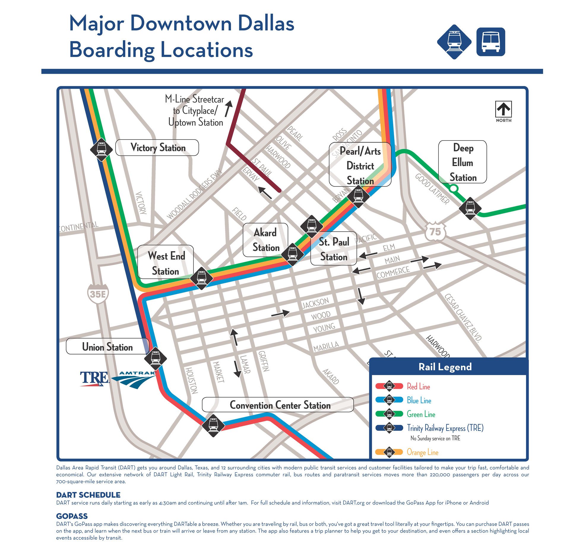 DART Map - Major Downtown Dallas Boarding Areas