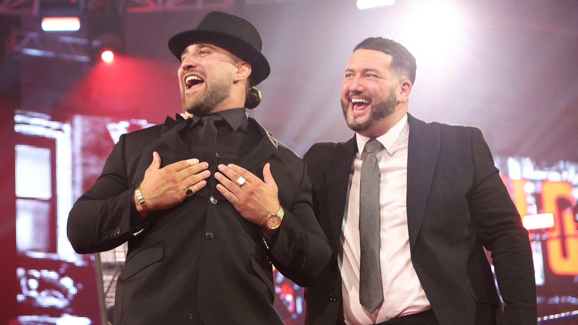 Tony D'Angelo enters with former Danbury Trashers GM AJ Galante at NXT  Stand & Deliver | WWE
