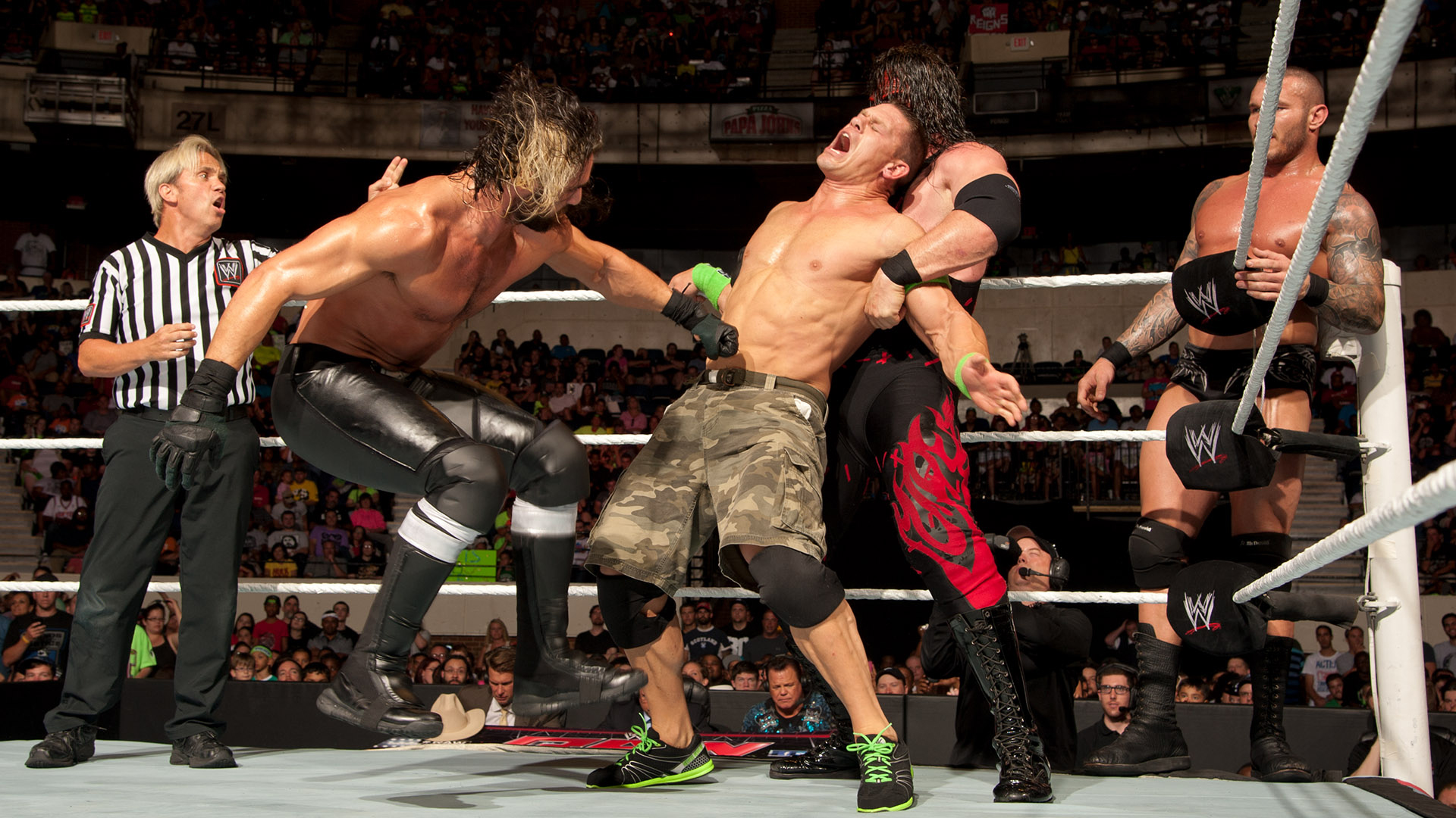 FULL MATCH: John Cena & Roman Reigns vs. Randy Orton, Seth Rollins & Kane:  Raw, July 14, 2014