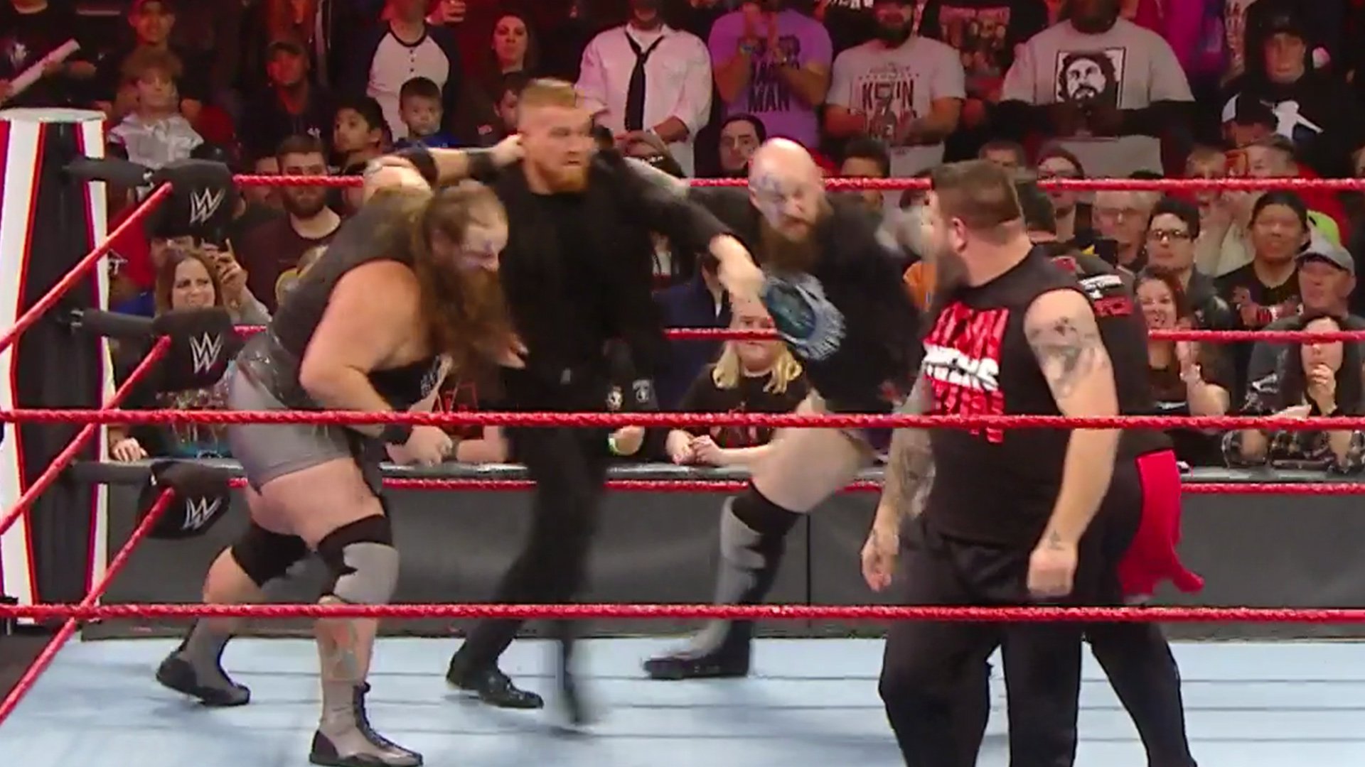 Kevin Owens Samoa Joe And The Viking Raiders Confronted Seth Rollins Aop And Buddy Murphy Wwe