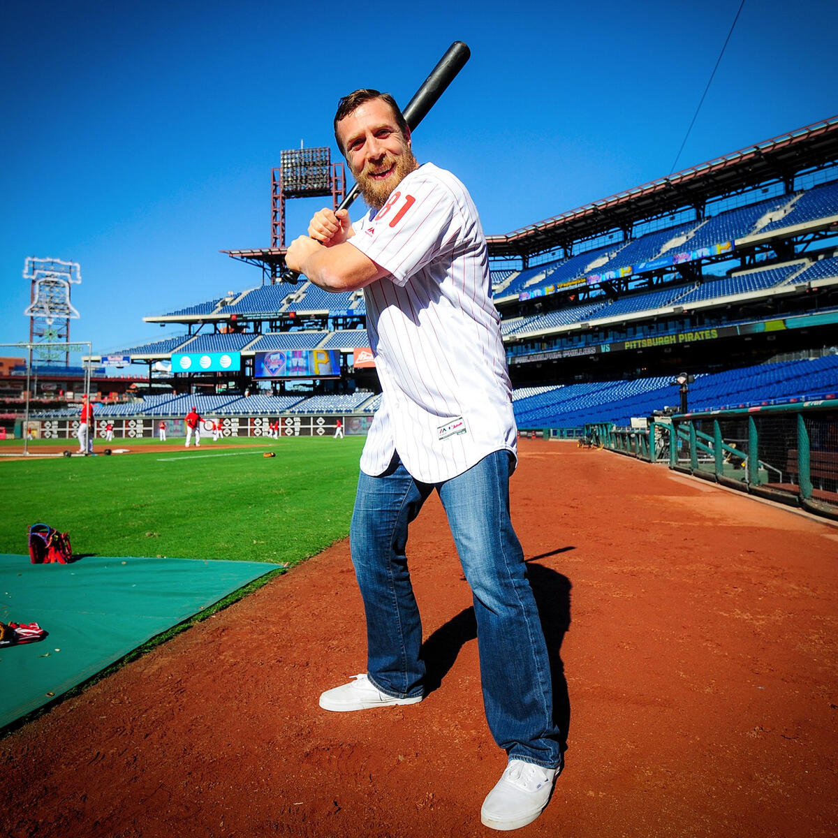 Philadelphia Phillies first baseman Ryan Howard takes live batting practice  