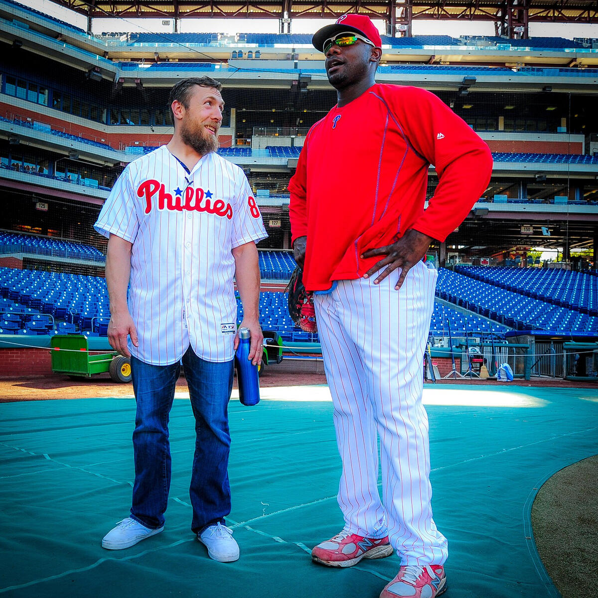 Philadelphia Phillies first baseman Ryan Howard takes live batting practice  