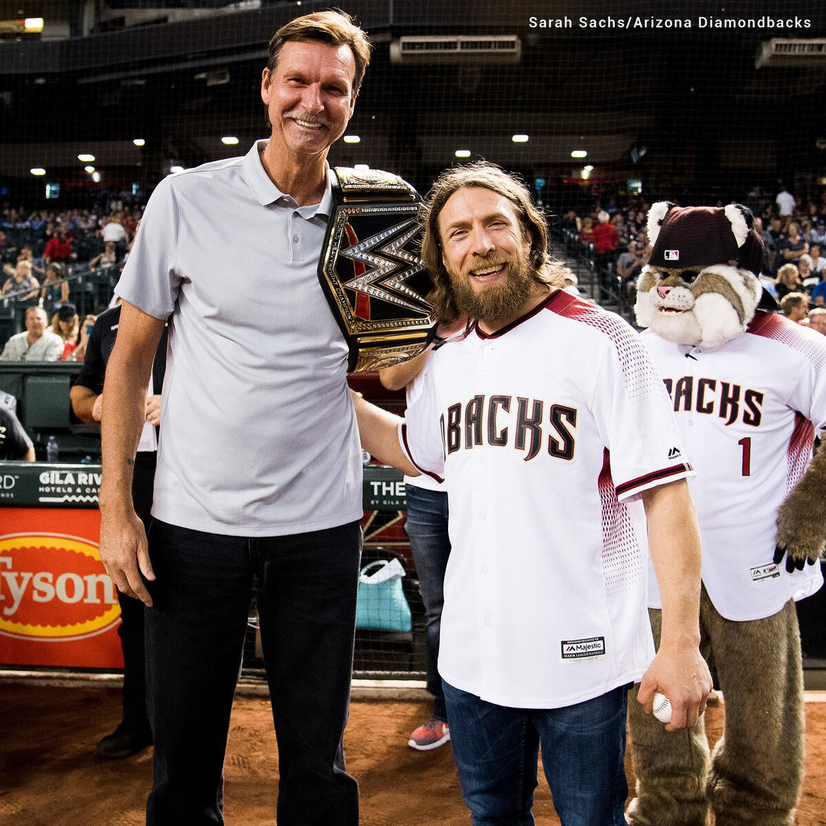 Daniel Bryan throws out the first pitch for the Arizona Diamondbacks:  photos