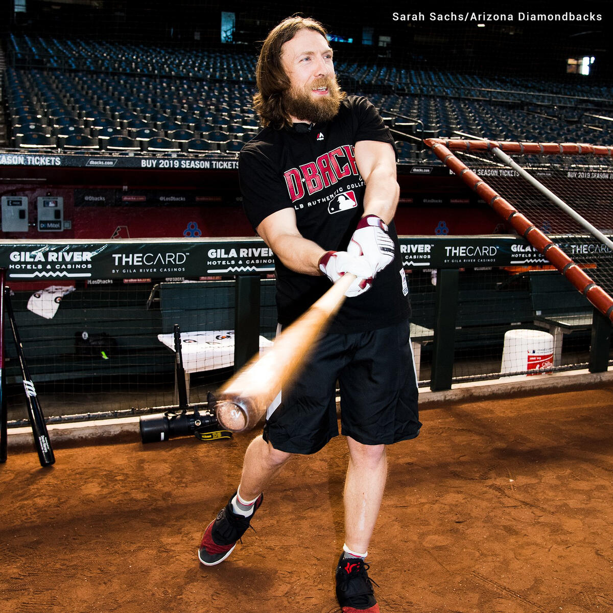 Daniel Bryan throws out the first pitch for the Arizona