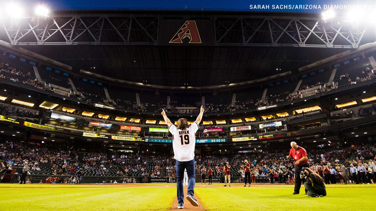 Daniel Bryan throws out the first pitch for the Arizona Diamondbacks:  photos