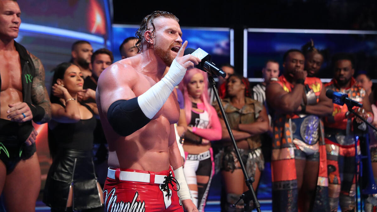 Buddy Murphy steps to the microphone, declares he doesnâ€™t need Kevin Owens to fight his battles and demands that KO keep his name out of his mouth.