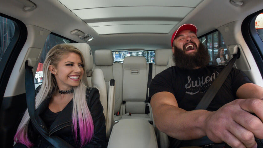 aj lee and john cena in a car