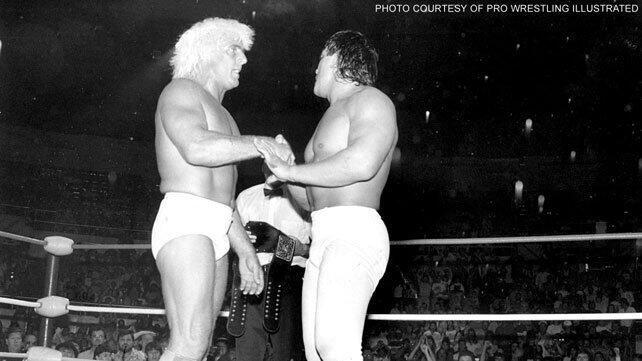 A black and white photo of Chief Wahoo McDaniel and myself in 1989