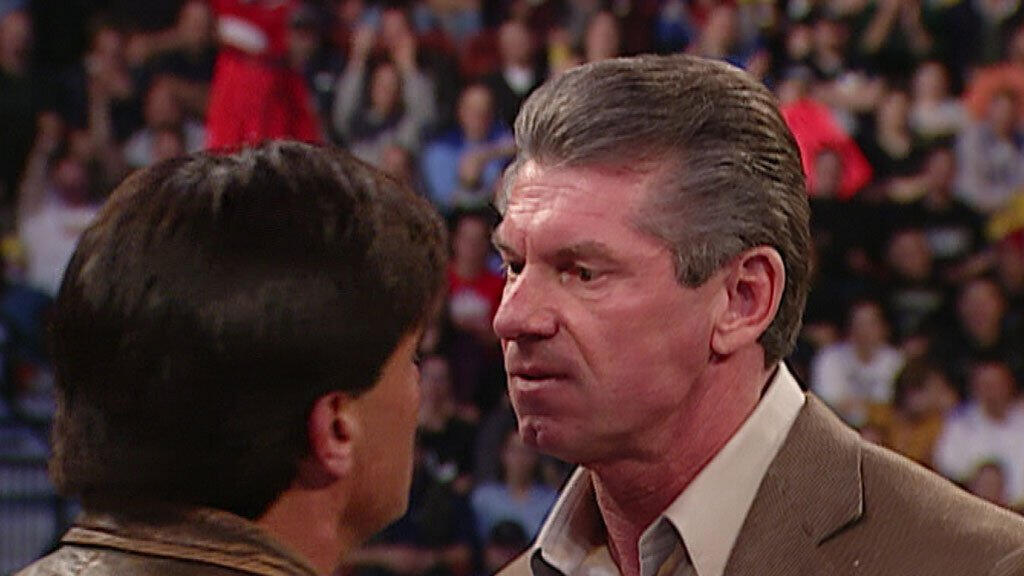 Mr Mcmahon Gives Eric Bischoff A Public Job Evaluation Raw January 13 2003 Wwe 