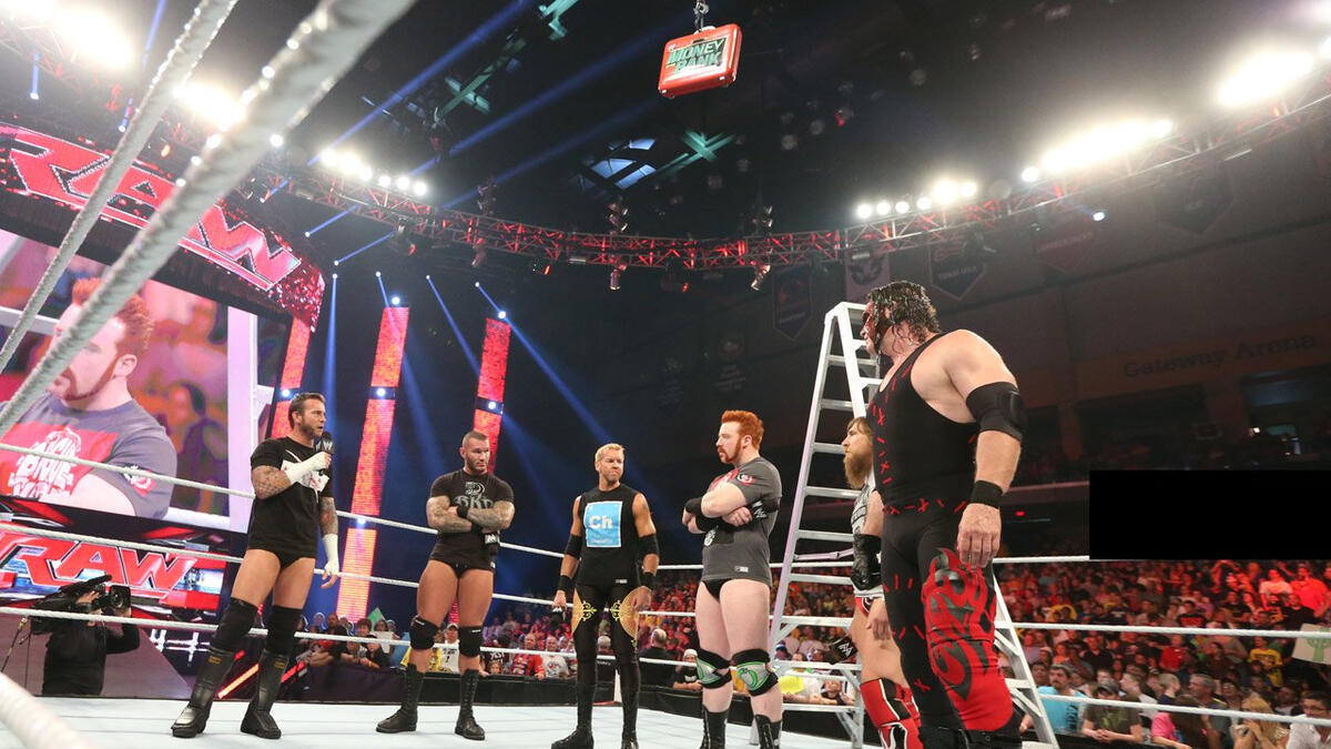 The Money in the Bank AllStars brawl at the start of Raw Raw, July 1