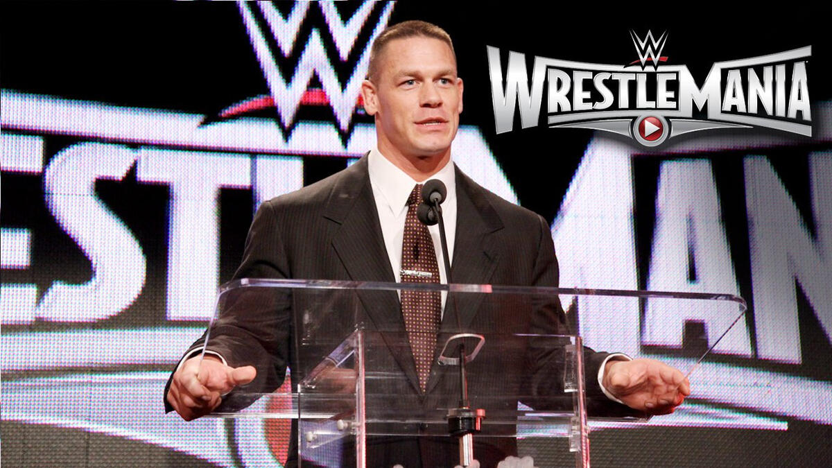 WWE World Heavyweight Champion John Cena speaks at the WrestleMania 31 ...