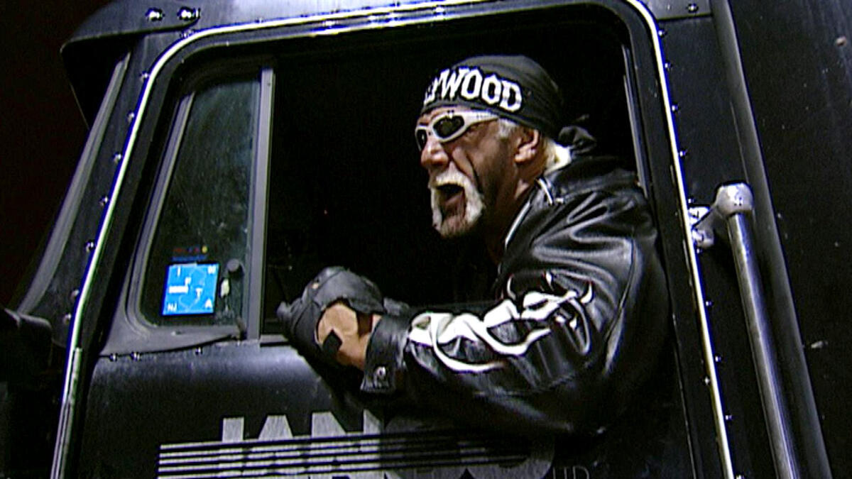 Hollywood" Hulk Hogan drives a tractor-trailer into an ambulance carrying  The Rock: Raw, Feb. 18, 2002 | WWE