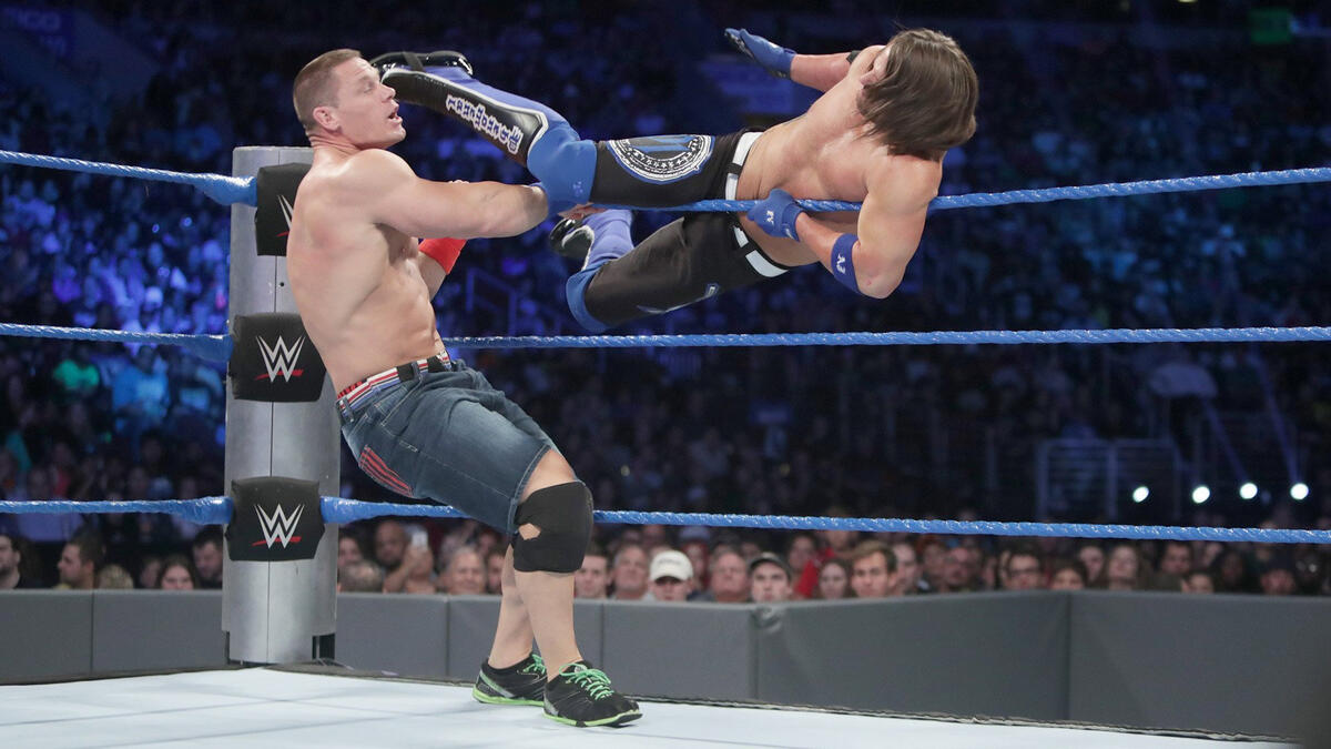 John Cena And Dean Ambrose Vs Aj Styles And The Miz Smackdown Live Sept 13 2016 Wwe