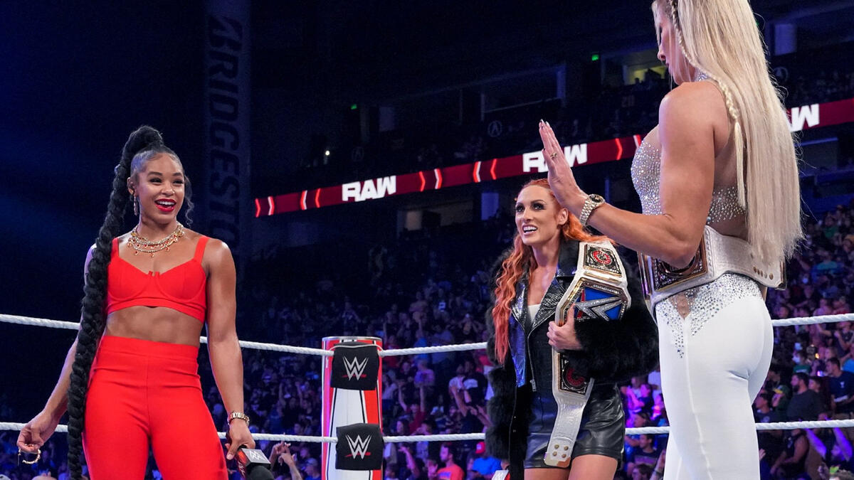 Becky Lynch, Bianca Belair And Charlotte Flair Have A Heated Exchange ...