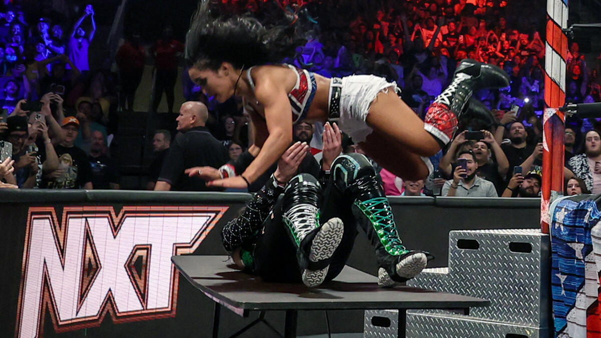 Roxanne Perez smashes Blair Davenport through a table: NXT Great ...