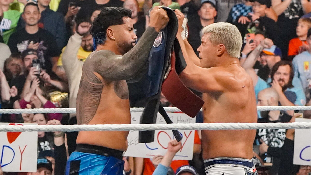 Cody Rhodes And Jey Uso Celebrate Winning The Undisputed Wwe Tag Team Titles Wwe Fastlane 2023 5039