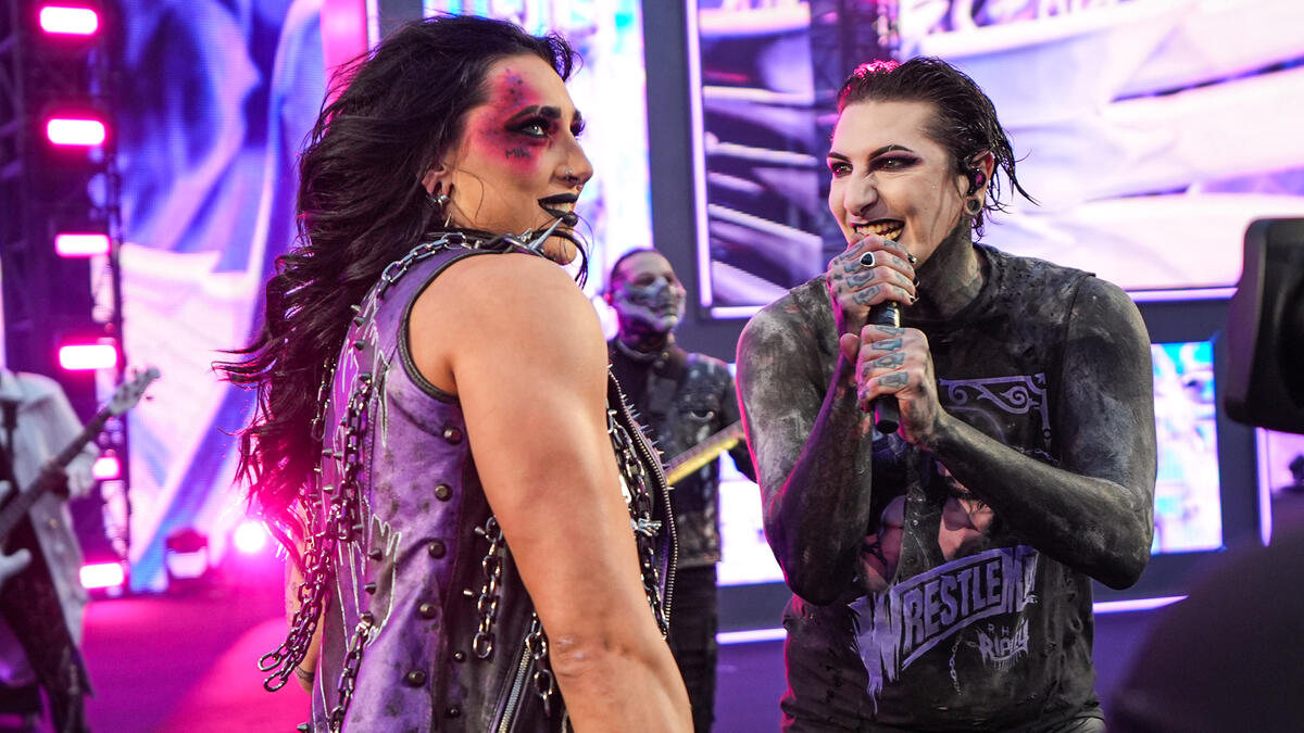 Rhea Ripley and Motionless in White rock out in WrestleMania entrance ...