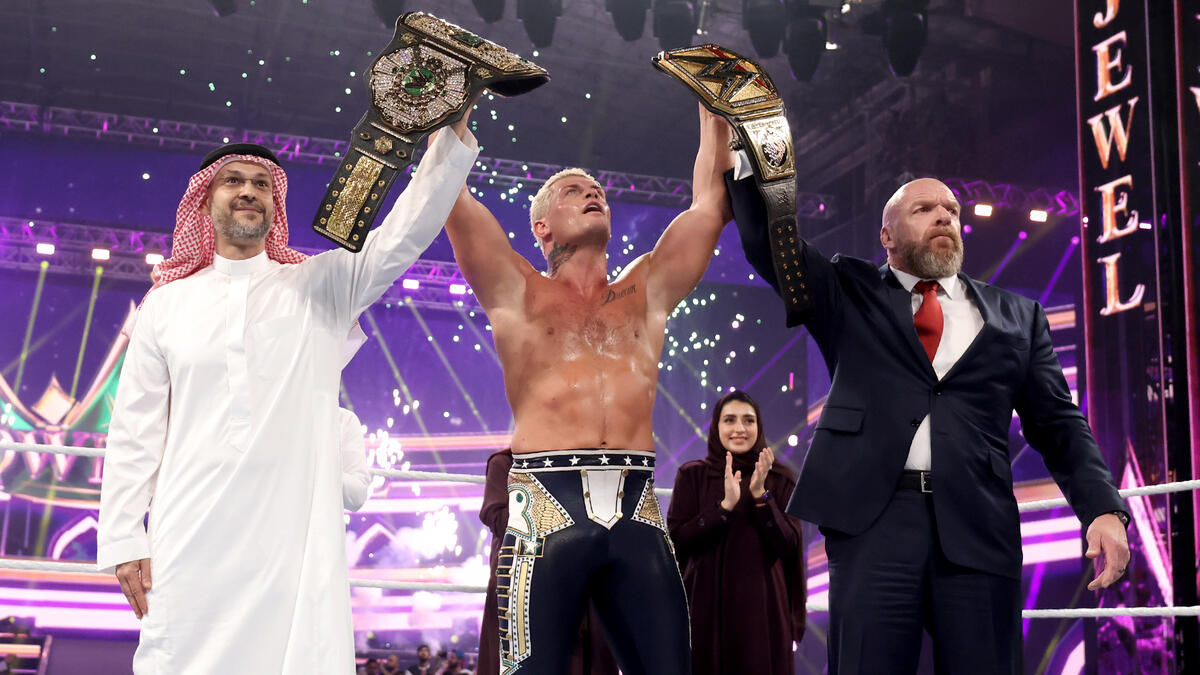 Triple H presents the Crown Jewel Title to Cody Rhodes Crown Jewel