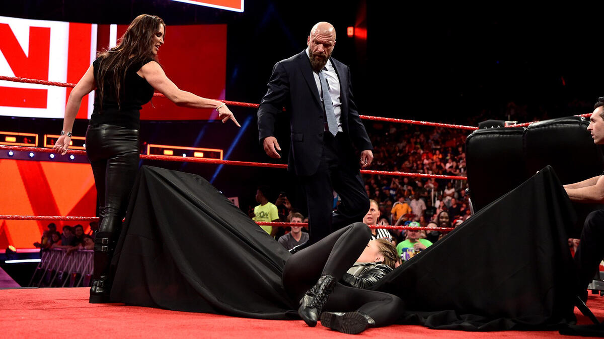 Triple H And Stephanie Mcmahon Attacked Kurt Angle And Ronda Rousey Wwe