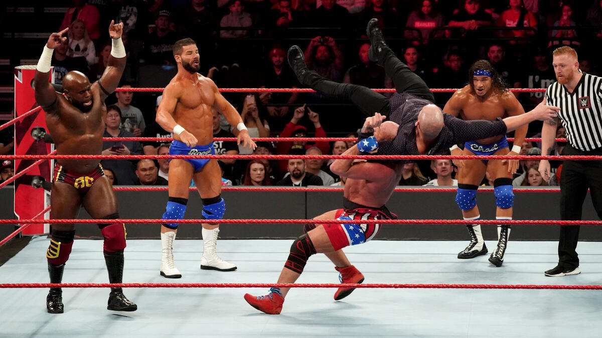 Kurt Angle, Bobby Roode, Chad Gable & Apollo Crews Vs. Baron Corbin 