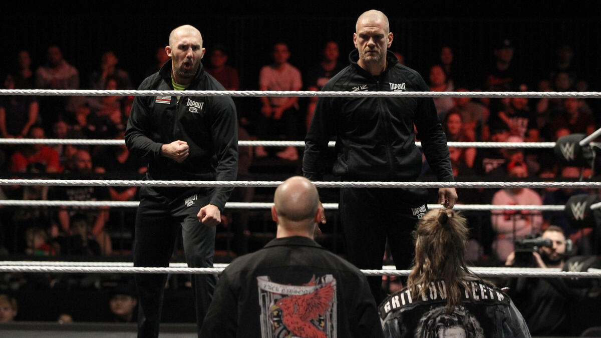 NXT UK Tag Team Champions Zack Gibson  James Drake were confronted by Danny Burch  Oney Lorcan 