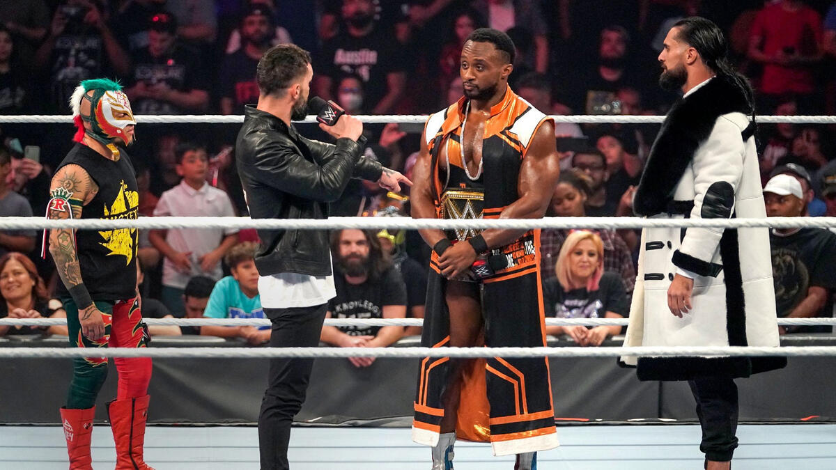 Rollins, Mysterio, Bálor and Owens step to Big E: Raw, Oct. 25, 2021 | WWE