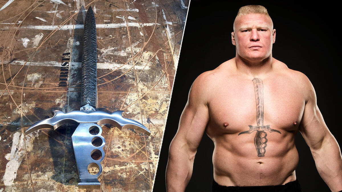 Why does Brock Lesnar have a Knife Tattoo on his chest  Quora