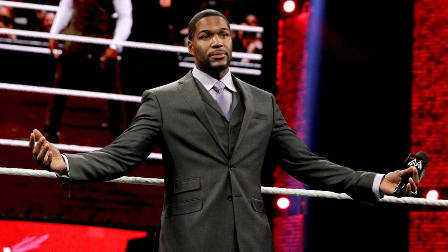 Super Bowl Champion Michael Strahan appears on Miz TV: Raw, Nov. 25, 2013  