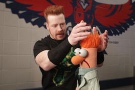 Sheamus and his cousin Beaker at Raw SuperShow